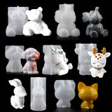 1 x RAW Customer Returns EPODA Silicone Mold Animal Set, 3D Animal Resin Silicone Mold for Unicorn, Rabbit, Bear, Deer, Kitten, Dog, Elephant, Epoxy Resin Molds for Making Decoration - RRP €16.57