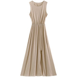 1 x RAW Customer Returns amropi Women s Summer Casual Dress Sleeveless Long Dresses Elegant Maxi Dress Khaki,S - RRP €29.99