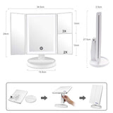 1 x RAW Customer Returns WEILY Makeup Mirror with Tri-Fold Touch Screen, 1x 2X 3X Magnification and USB or Wireless Charger, 180 Adjustable LED Light for Travel Desk Makeup Mirror - RRP €23.59