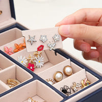 3 x Brand New Jewelery Box for Women Jewelery Box Earrings Jewelery Storage Large PU Leather Jewelery Box with 3 Stackable Layers Jewelery Box for Rings Bracelets Necklaces Teenager Girls Blue  - RRP €60.48