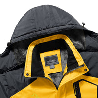 1 x RAW Customer Returns KEFITEVD Men s Ski Jacket Warm Lined Softshell Jacket Winter Breathable Outdoor Jacket Thick Windproof Transition Jacket with Hood Grey-Yellow M - RRP €52.21