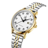 1 x RAW Customer Returns SHENGKE SK Classic Business Ladies Watches with Stainless Steel Strap and Elegant Ladies Watch Made of Genuine Leather Silver-Gold  - RRP €30.46