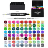 1 x RAW Customer Returns CHOTUNE Alcohol Marker Set, 80 Colors Soft Brush and Fine Double Tip Sketch Drawing Markers, Easy Blending for Sketching and Illustrating with Black Handbag and Base - RRP €32.98