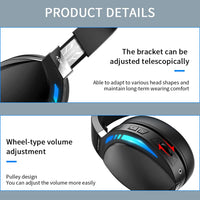 1 x RAW Customer Returns SLuB Gaming Headset, 3.5 mm Wired Gaming Headset, Foldable Wireless Bluetooth Headset, Surround Sound, HD Microphone, No Delay Rate, Colorful LED Lights, Suitable for PC PS5 PS4 - RRP €57.49