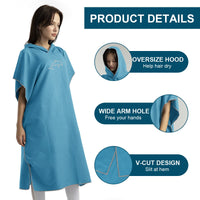 1 x RAW Customer Returns flintronic towel poncho, 110 80cm microfiber surf, quick dry bath poncho, long changing aid with hood for men and women, ideal for the beach, surf, sauna - blue - RRP €17.54