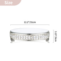 1 x RAW Customer Returns NUPTIO Mirror Stand for Cake Silver 31cm Cake Stand Dessert Plate Metal Large with Crystal Beads for Wedding Birthday Baby Shower Party Cupcake Afternoon Tea Cake Dessert Table - RRP €41.18