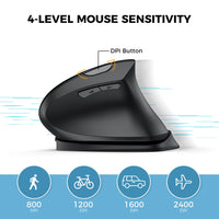 1 x RAW Customer Returns iClever Wireless Vertical Ergonomic Mouse, Rechargeable Mouse Wireless with Mouse Jiggler, Quiet 2.4G USB Wireless Mouse for Laptop, Computer Wireless Mouse for PC, Windows, MAC OS-Black - RRP €20.56