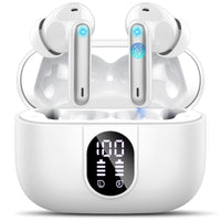 1 x RAW Customer Returns Csasan Bluetooth Headphones, Wireless Bluetooth 5.3 Headphones, In Ear Headphones with 4 Mic, 2024 New ENC Noise Cancelling Earbuds, 40 Hours Immersive Deep Bass Earbuds, White - RRP €24.02