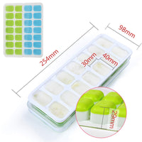 10 x Brand New Silicone Ice Cube Tray with Lid 2 Pieces 14 Compartment Silicone Ice Cube Tray LFGB Certified BPA Free Green Blue Stackable Ice Cube - RRP €98.0