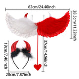 12 x Brand New Halloween wings, 3 pieces angel wings costume, 62CM angel wings with carnival devil horn headband and magic wand devil, costume women angel, party carnival costumes decoration costume party - RRP €230.4