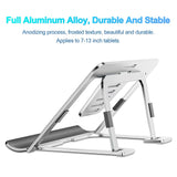 1 x RAW Customer Returns SHUOSUO Tablet Stand Adjustable Foldable, Slim Portable Aluminum Tablet Mount Holder Table, Compatible with iPad Pro Air Mini, Samsung Tab, Surface Pro, Kindle Fire 7-13 inch Silver  - RRP €23.8