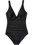 1 x RAW Customer Returns Sangdut Swimsuit Women Tummy Control Sexy V Neck Swimsuits Push Up One Piece Swimwear With Cups Mesh Monokini Swimsuits Black, S  - RRP €19.15