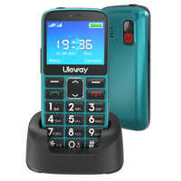 1 x RAW Customer Returns uleway senior cell phone with large buttons and cell phone without contract, 2.4 inch LCD, hearing aid compatible, SOS function, dual SIM cell phone, flashlight and charging station, vodafone, dark green - RRP €36.29