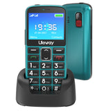 1 x RAW Customer Returns uleway senior cell phone with large buttons and cell phone without contract, 2.4 inch LCD, hearing aid compatible, SOS function, dual SIM cell phone, flashlight and charging station, vodafone, dark green - RRP €26.6