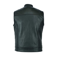 1 x RAW Customer Returns Leatherick Men s Anarchic Style Cowhide Motorcycle Leather Vest Black - XL58 - RRP €92.99