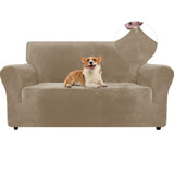 1 x RAW Customer Returns Ystyle velvet sofa cover 2 seater, stretch sofa cover, sofa protector non-slip, elastic couch cover, sofa cover with armrests, couch covers sofa protector cat couch throw, camel - RRP €36.6