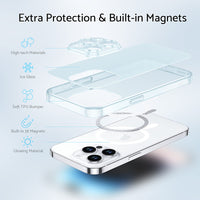 1 x Brand New DASFOND Transparent Matte Magnetic Case for iPhone 14 Pro Max, Compatible with MagSafe Bright Luminous Magnetic Case for 14 Pro Max Mobile Phone Case with Camera Protection Shockproof Protective Case, Blue - RRP €15.37