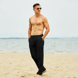 1 x RAW Customer Returns Lanckeli Men s Linen Pants Summer Drawstring Beach Yoga Pants, Loose and Lightweight Casual Long Trousers. - RRP €28.51