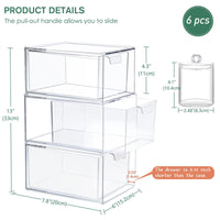 1 x RAW Customer Returns Greentainer Cosmetic Organizer Drawers, Stackable Transparent Acrylic Makeup Organizer, 3 Pieces Desk Drawers Storage Box with 3 Qtip Holders for Vanity, Bathroom, Bedroom - RRP €39.99