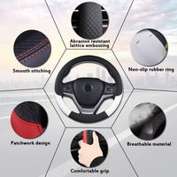 1 x RAW Customer Returns Pahajim Steering Wheel Cover Leather 37-38cm Steering Wheel Cover D Shape Anti-Slip Flat Bottom Steering Wheel Protector Breathable Steering Wheel Protector Suitable for Car Jeep SUV - RRP €22.94