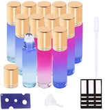 1 x RAW Customer Returns Essential Oil Roller Bottles Multicolored Glass Bottles Stainless Steel Roller Balls 10ml with for Aroma Oil and Fragrance Oil Refillable Pack of 12 Funnels, Openers, Labels, Plastic Pipettes  - RRP €17.9