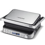 1 x RAW Customer Returns AMZCHEF 2000W 4 in 1 - Electric Grill, Waffle Maker, Panini Plate - 180 Open Optigrill, Adjustable Temperature Electric Grill - Silver - RRP €165.98