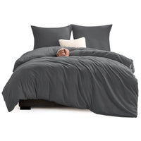 1 x RAW Customer Returns WAVVE bed linen 200x200 3-piece anthracite - duvet cover 200 x 200 set with pillowcases 80x80 cm, bed linen sets 2x2m made of microfiber with zip, soft and non-iron, grey - RRP €26.21