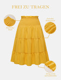 5 x Brand New DRESSTELLS Pleated Skirt Women Midi Pleated Skirt Elegent Boho Elastic Chiffon Skirt Summer Beach Skirt Turmeric 2XL - RRP €156.25