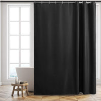 1 x RAW Customer Returns Furlinic shower curtain extra long 180x240 in black. Heavy bath curtain made of fabric for bathtub and bathroom. Waterproof, washable, anti-mold waffle with 12 shower rings. - RRP €25.7