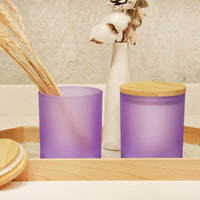 2 x Brand New R FLORY 7 7 OZ Glass Jars 2 Pack Thick Glass Candle Jars with Bamboo Lids Bathroom Container Vanity Cotton Swab Storage Matte Purple  - RRP €34.28