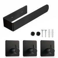 9 x Brand New Towel holder kitchen shelf bathroom shelf black 4-piece set with screws, stainless steel 24 cm, matt black design Suitable for bathroom, bedroom and kitchen - RRP €183.6