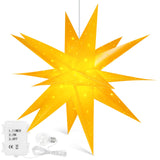 1 x RAW Customer Returns Qijieda 3D Christmas Star Outdoor Battery with Timer - 58cm LED Christmas Star Illuminated, Luminous Star for Decorating Courtyard, Balcony and Garden Red-White  - RRP €24.19