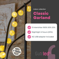 1 x RAW Customer Returns GuirLED - USB LED cotton ball luminous garland - Baby night light 2h - Dual USB 2A power adapter included - 3 intensities - 16 balls 1.6m - Arlequin - RRP €29.99