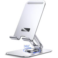 1 x RAW Customer Returns JETech Tablet Stand, Adjustable Swivel Desktop Holder with 360 Degree Rotating Base, Foldable Mount for iPad iPad Pro Air Mini, Galaxy Tab A8 A7 Lite A7 S8 S7, Tab Phones 4-13 , Silver - RRP €15.12