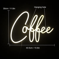 1 x RAW Customer Returns SIGNSHIP Coffee Neon Light, Sign Coffee Neon Signs LED Wall Neon Light, Letter Warm White USB, Shopping Kitchen Wall Decoration Wedding Birthday Made of Plastic - RRP €36.29