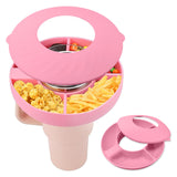 1 x RAW Customer Returns YHNMMNO Snack Plate for Stanley Cup 40oz, Snack Plate with Lid and Compartments, Pink Silicone Snack Bowl, Snack Cup Stanley Cup Accessories for Movie Nights, Family Reunions, Camping Trips - RRP €15.31