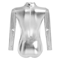 1 x RAW Customer Returns Women s Long Sleeve Dance Gymnastics Dance Gymnastics Gymnastics Dance Suit Silver L - RRP €24.0