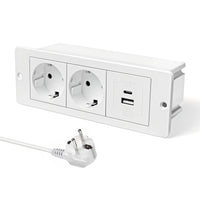 1 x RAW Customer Returns JACEPFY table socket retractable socket PD20W fast charging 2-way built-in socket with USB multiple socket for kitchen table top office desk, white - RRP €35.28