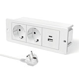 1 x RAW Customer Returns JACEPFY table socket retractable socket PD20W fast charging 2-way built-in socket with USB multiple socket for kitchen table top office desk, white - RRP €32.87