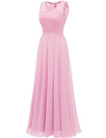 1 x RAW Customer Returns DRESSTELLS Women s Sleeveless Evening Dresses Chiffon Lace Bridesmaid Dresses Vintage Cocktail Dresses Festive Elegant Ball Gown Pink S - RRP €59.33