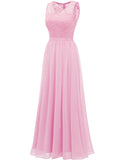 1 x Brand New DRESSTELLS Women s Sleeveless Evening Dresses Maxi Long Ball Gown Chiffon Lace Bridesmaid Dresses Wedding Dresses for Guests Floor Length Wedding Dress Pink M - RRP €62.99