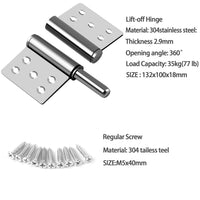 1 x RAW Customer Returns 2 pieces 304 stainless steel door hinge, 360 degree flag hinge, screw-on hinge foldable for unrebated wooden doors interior doors, screw-on hinge load capacity up to 80 kg, room door garden gate - RRP €17.14