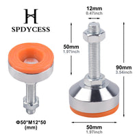 1 x RAW Customer Returns SPDYCESS 4pcs Heavy Duty Machine Foot, M12 50mm Carbon Steel Leveling Foot Adjuster Leveling Machine Buffering Floor Protection Noise Reducing for Machine Table Furniture Foot - RRP €23.69