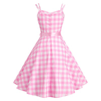 1 x RAW Customer Returns Women s 1950s Rockabilly Dress Sleeveless Halterneck Vintage Cocktail Dress Polka Dot Checkered Retro Swing Dress A Line Elegant Wedding Party Dress Festive Ball Gown Pink-Sleeveless S - RRP €28.49