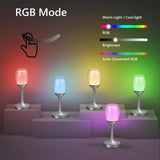 3 x Brand New Coinmit Rechargeable RGB Table Lamp with RGB Color Changing Mode and Dimmable Warm White Light, Modern Romantic LED Wine Glass Lamp for Ambient Lighting, Dining Table, Balcony. - RRP €90.0