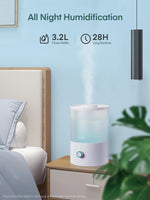 1 x RAW Customer Returns FOHERE Humidifier for Bedroom, 3.2L Top Fill Cool Mist Ultrasonic Humidifier for Baby Room and Plants, 2-IN-1 Essential Oil Diffuser with 7-Color Light, BPA-Free, Quiet, White - RRP €35.99