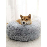 2 x Brand New IAROS Dog Cat Bed, Pet Bed, Machine Washable, Soft and Fluffy Plush Mat, Non-Slip, 60 cm Diameter, Grey, Size M - RRP €67.64