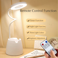 1 x RAW Customer Returns Desk Lamp with Remote Control and Timing, 4000mAh Large Capacity Rechargeable Cordless Desk Light, Dimmable Table Lamp with Pen Holder and Phone Holder - RRP €20.35