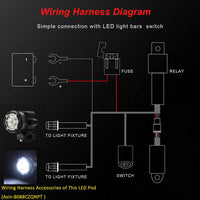 1 x RAW Customer Returns Kairiyard LED Bar Wiring Harness Cable Motorcycle Auxiliary Headlight 480W 14AWG 3 Wires Wiring Waterproof LED Wiring Harness With Relay and Switch Universal for Car SUV Truck 1 Cable Control 2 Lamp - RRP €25.99