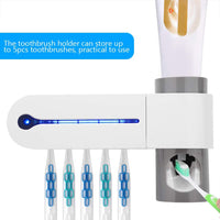 1 x RAW Customer Returns UV Toothbrush Toothbrush Wall Mounted Toothpaste Dispenser Toothpaste Holder Cleaner Sanitizer White  - RRP €22.1